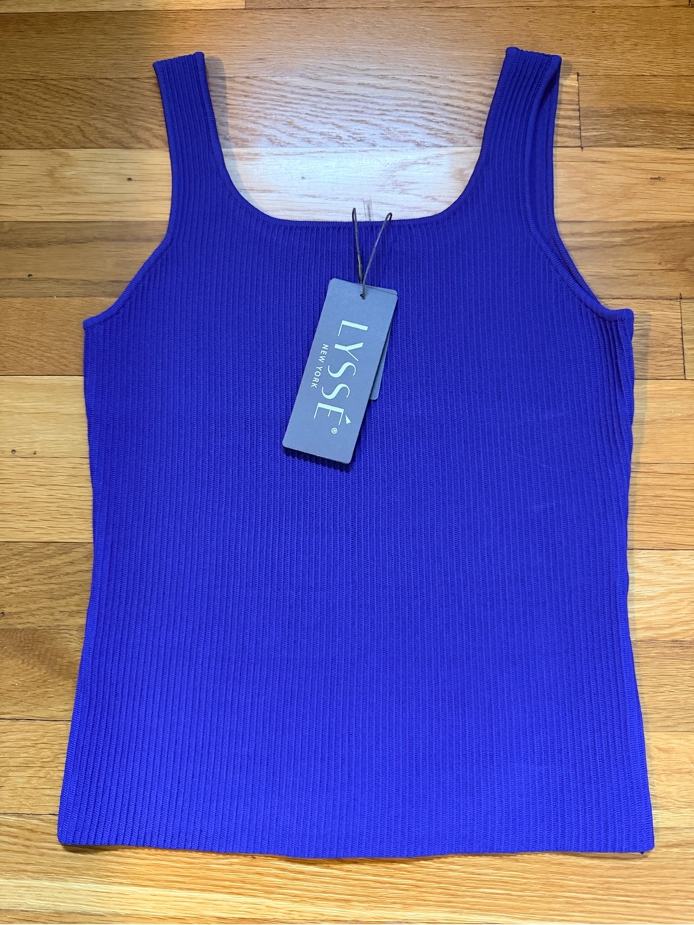 Lyssé Avril Sculpting Tank Cobalt Blue Rib Knit NWT Size S